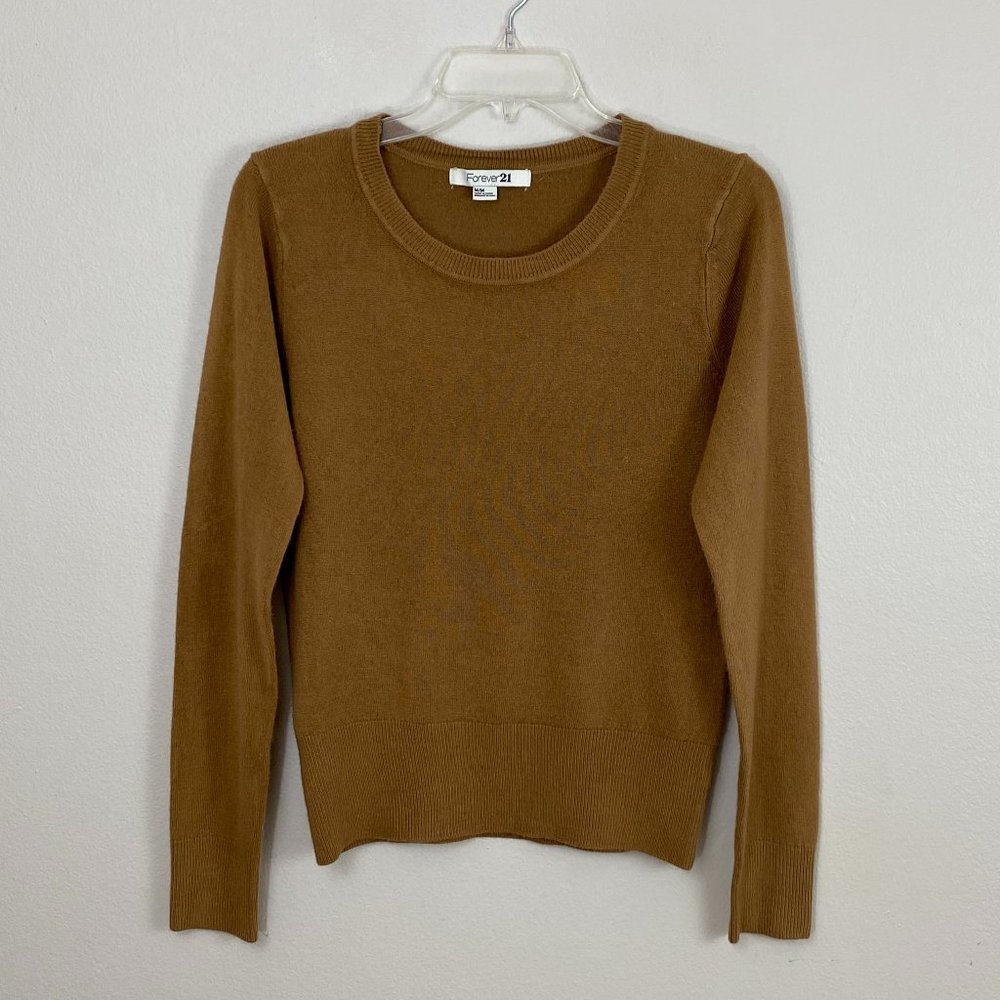 Forever 21 Camel Brown Lightweight Crewneck Sweater